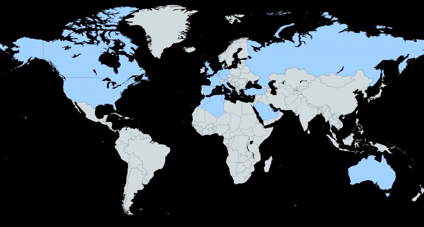 خريطة للمرضى الذين عولجوا في عيادة الأسنان في الجزائر من الولايات المتحدة وكندا وأستراليا وفرنسا وألمانيا وإيطاليا وإسبانيا وهولندا وبريطانيا العظمى وبلجيكا وروسيا والمملكة العربية السعودية والإمارات العربية المتحدة والكويت وقطر وتركيا ، المغرب ، تونس
